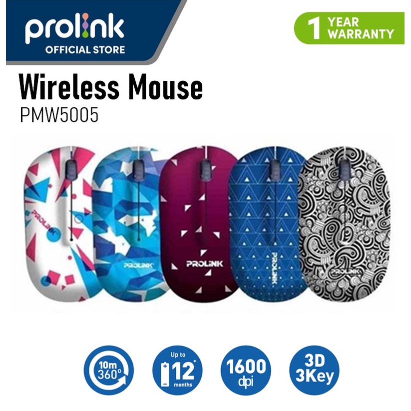 PROLiNK PMW5005 2.4GHz Wireless Mouse /1600DPI/For Laptop & Computer ...