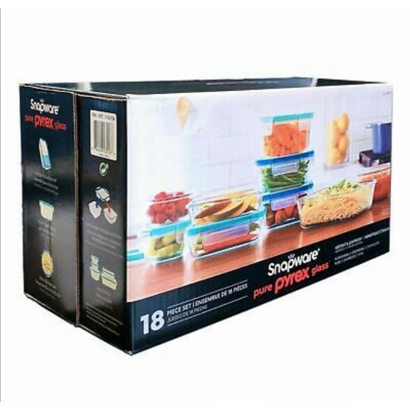 Snapware Pure Pyrex 18-piece Glass Food Storage Set | Shopee Philippines