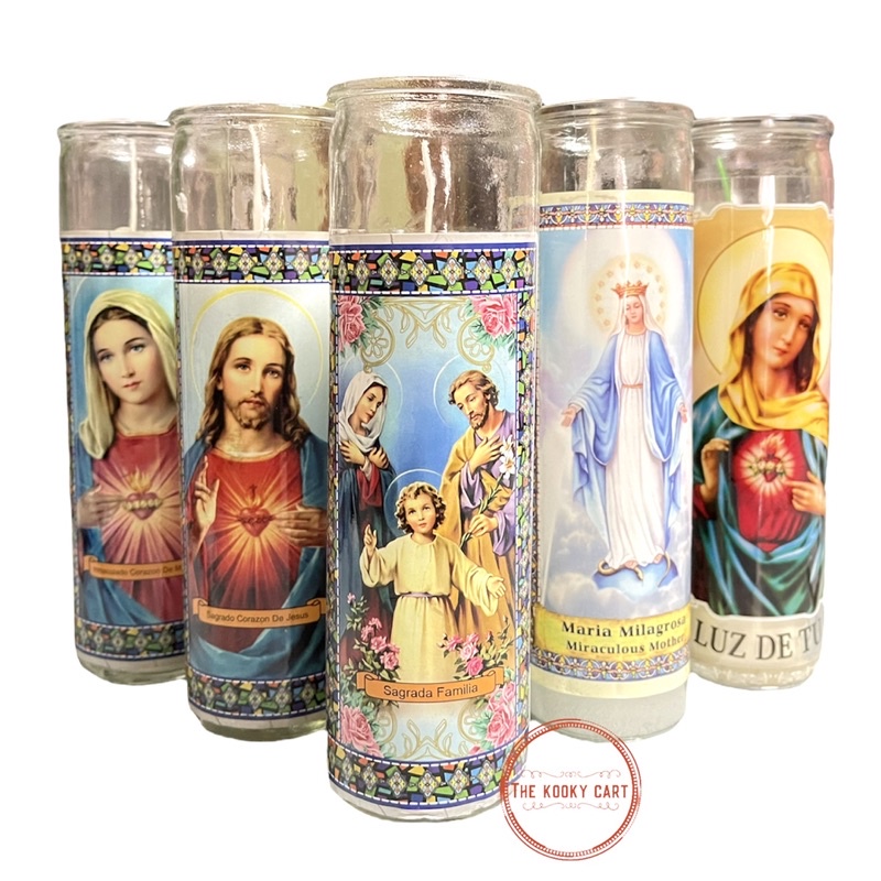 Prayer Candle in Glass Religious Candles for Cemetery / Altar White