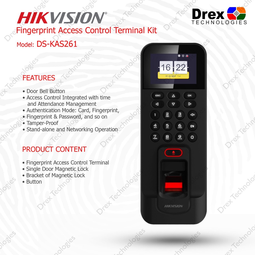 Hikvision DSKAS261 Fingerprint Access Control Terminal Kit Shopee