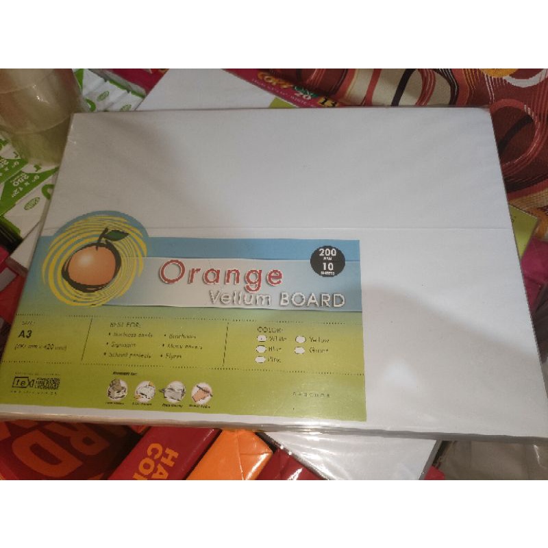 A3 Board Paper / A3 Size Orange Vellum Board 200gsm by 50 sheets ( 5 packs ) Shopee Philippines