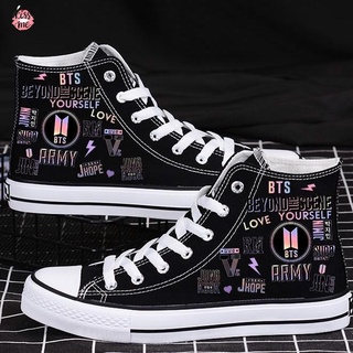 Kpop Shoes Jungkook Merchandise V Taehyung Jimin Suga Jhope Jin High Top Canvas Sneakers High Top Lace Ups Casual Shoes