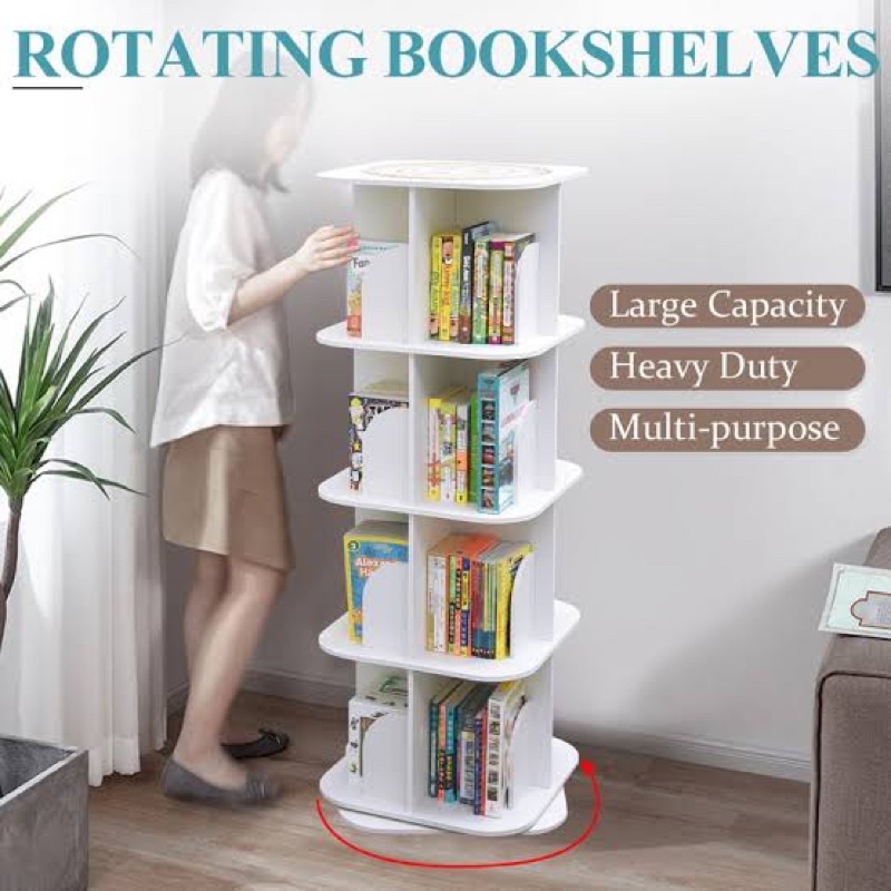 [ship daily] Revolving PVC unbreakable book shelf circular or square