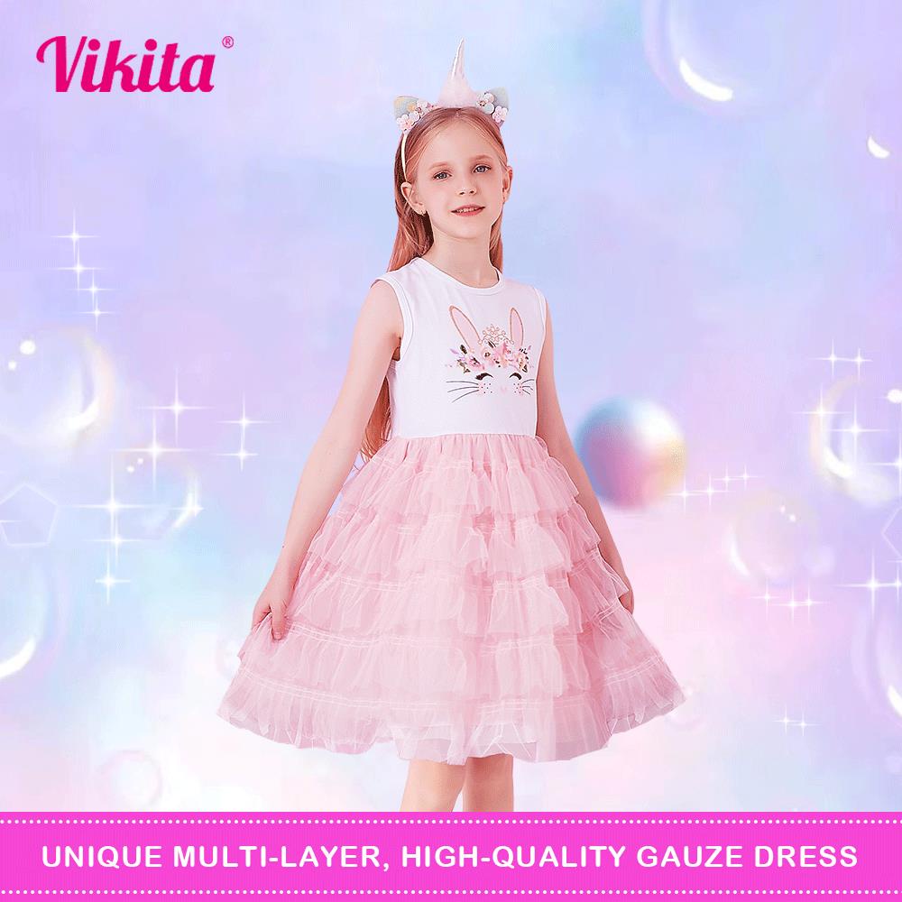 VIKITA Kids Tutu Dress for Girls Toddlers Summer Sleeveless Princess ...