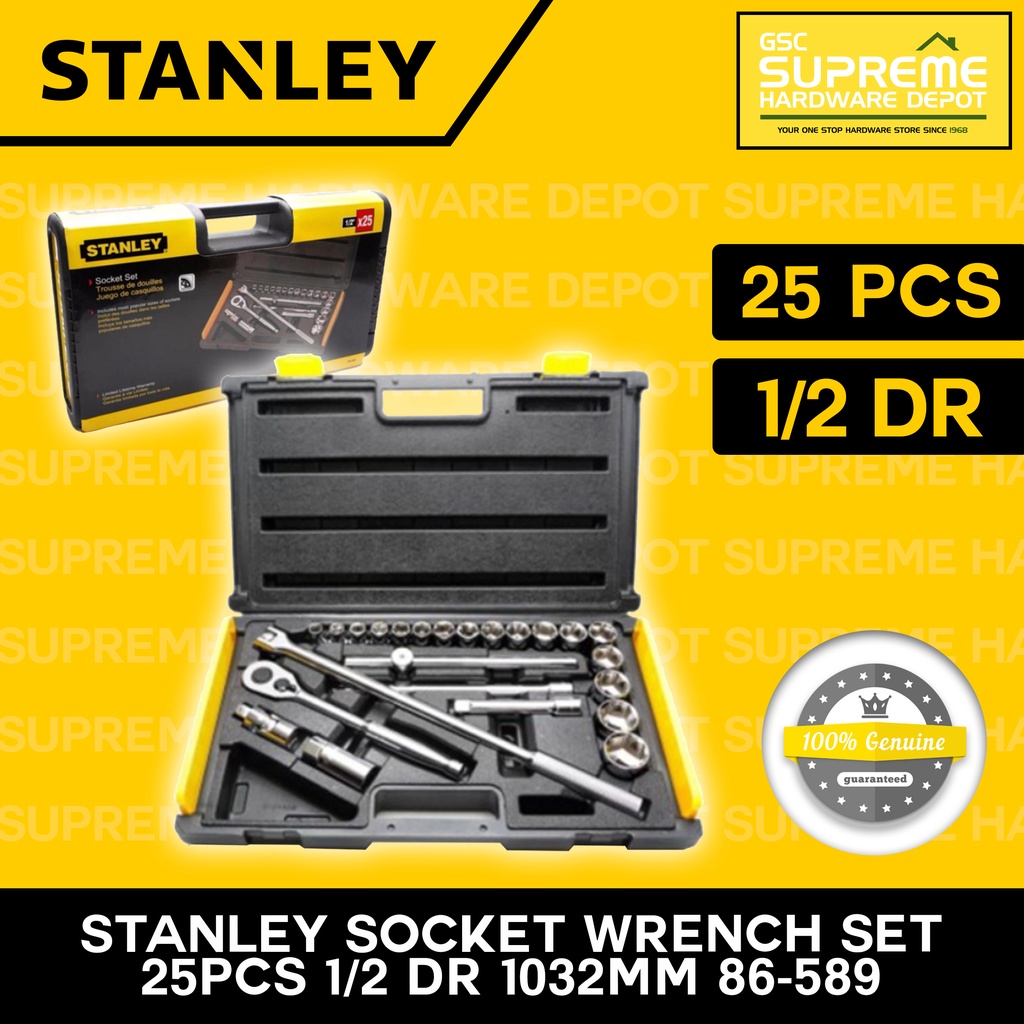 Stanley Socket Wrench Set 25pcs 1/2 Drive Metric (1032mm) 86589