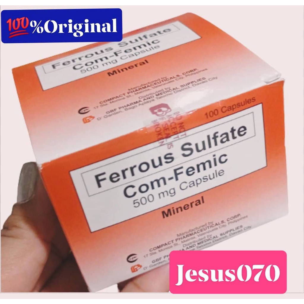 Ferrous Sulfate Iron Com Femic Mineral 500mg Capsules 100s Shopee