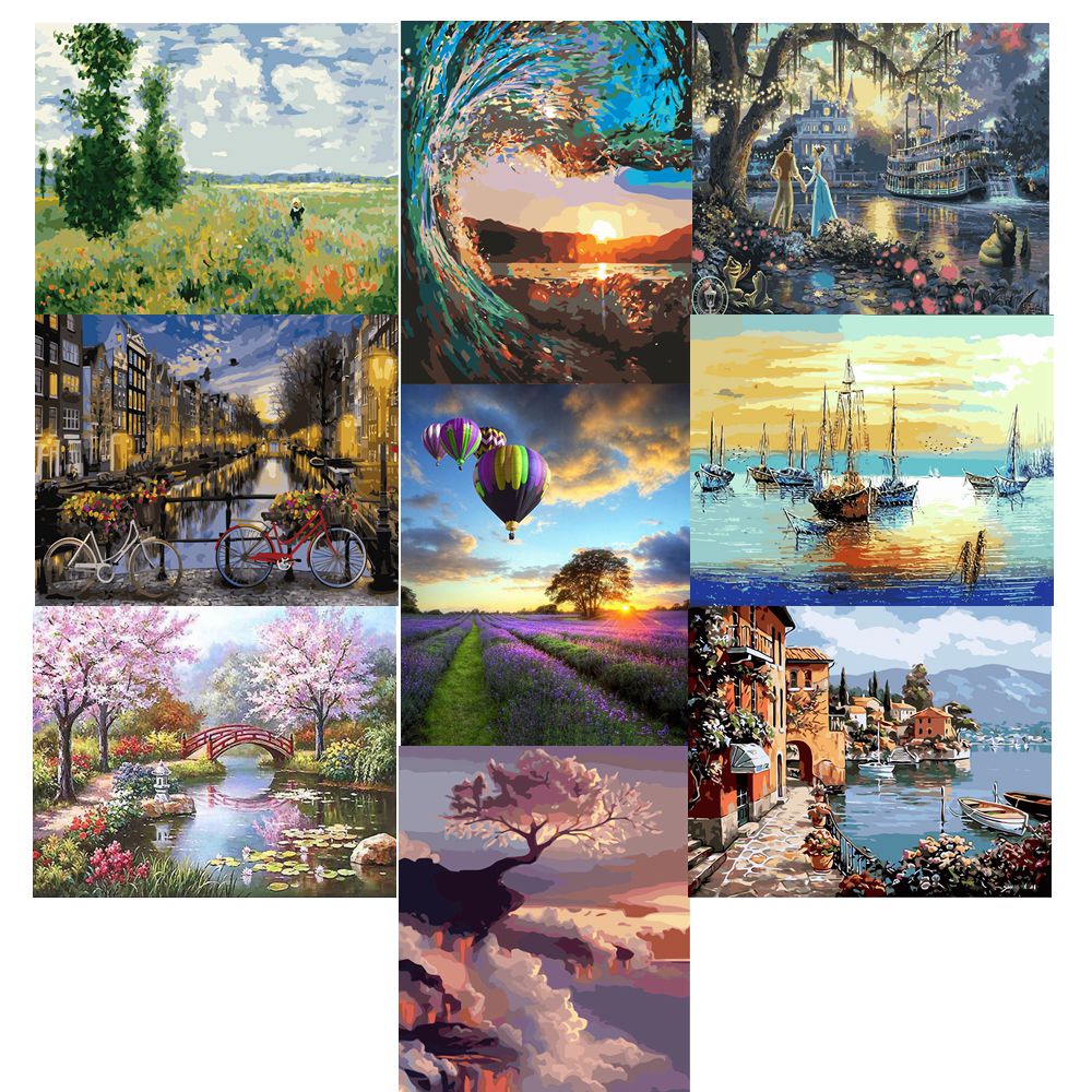 40*50cm DIY Paint By Numbers with Frame Home Decor Natural Scenery Oil