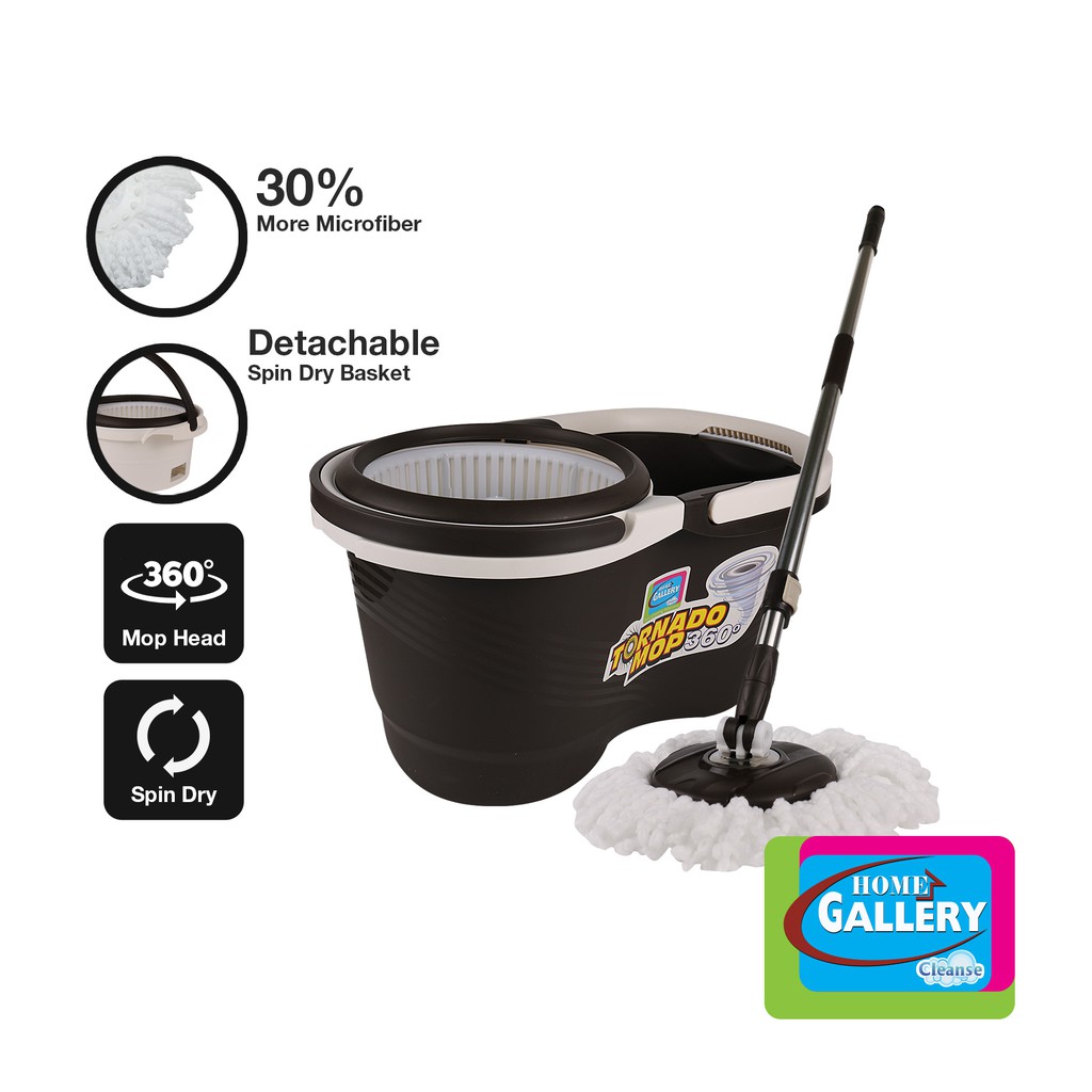 Home Gallery Tornado Mop and Spin Dry Bucket Set with 1 Microfiber ...