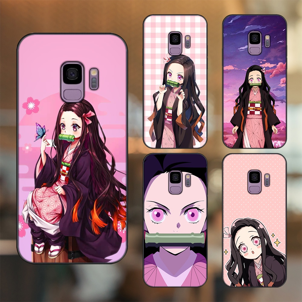 Samsung S9 case with black border printed with Nezuko Kimetsu no Yaiba ...