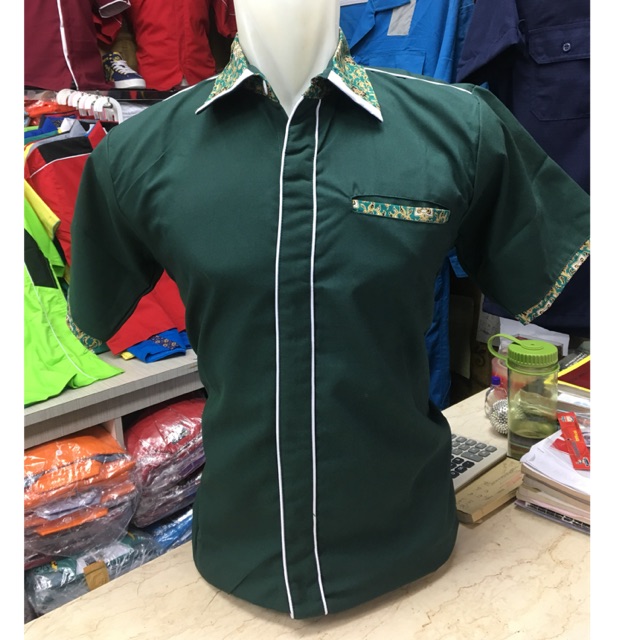 Plain Promotion Uniform Shirt Code: Batik Shirt Ep 02 Green List White ...