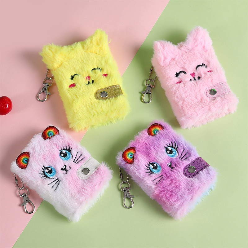Mini Cute Cartoon Note Pad Pendant Keychain Soft Plush Journal Book ...