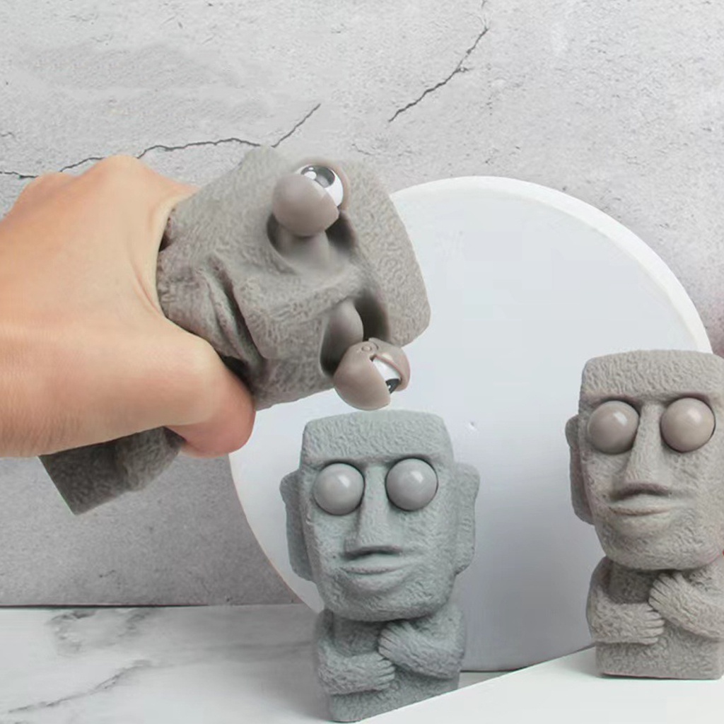 [EPAY] 1pc Stress Relief Toy Moai Statue For Kids And Adults Rock Shaped Sensory Therapy Toys