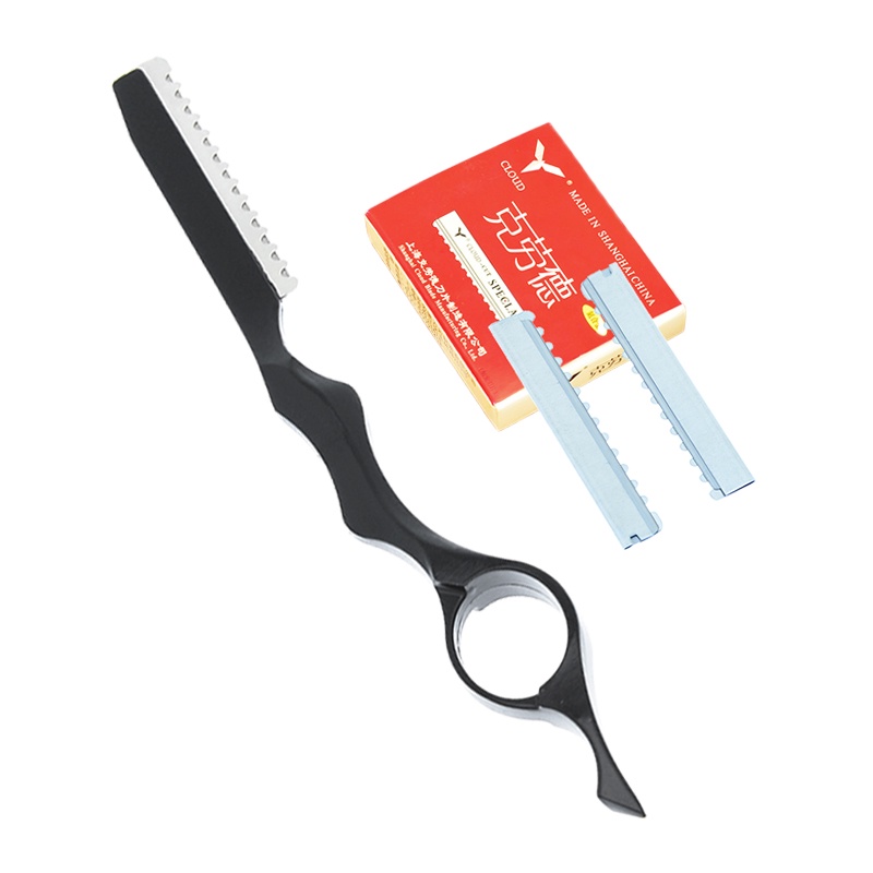Meisha 1PCS Stainless Steel Hair Thinning Razors 10pcs Blades Salon ...