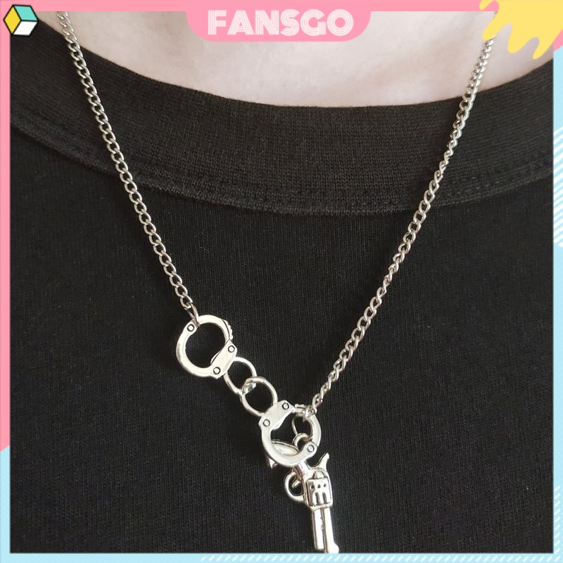 kinnPorsche Handcuffs Magnan Necklace Retro Unique Trendy Hip-Hop Chain ...