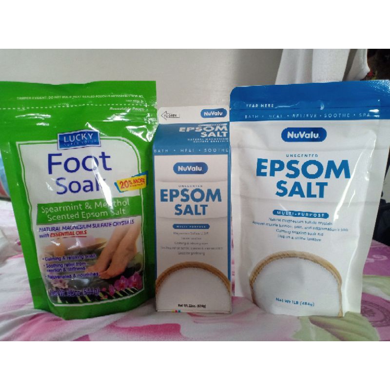 Lucky Epsom Salt Foot Soak Spearmint And Menthol Nuvalu Epsom Salt Unscented And Unscented