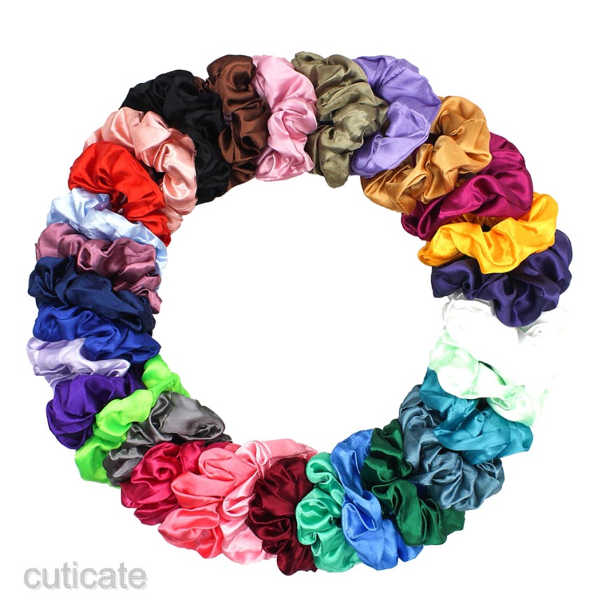 HOT 30PC Women Satin Hair Scrunchies Elastic Bobble Scrunchy Hair Ties ...