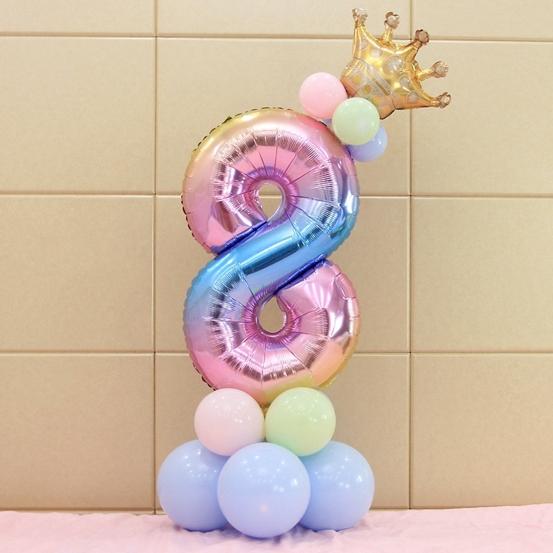 32 inch Crown Number Foil Set Balloons Latex Combination Balloons Party ...