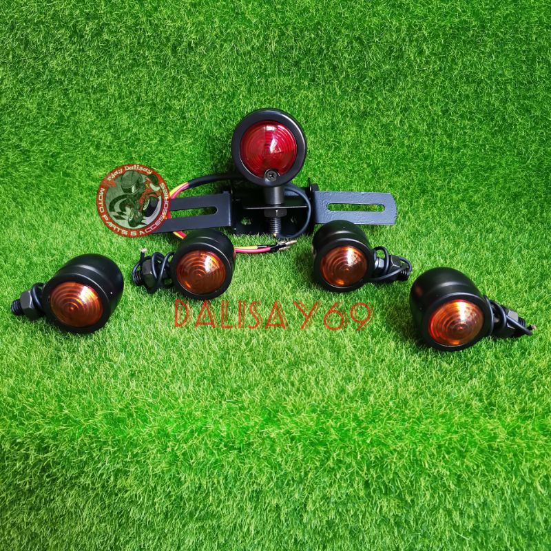 2 pairs turn signal +1 tail light w/plate holder, custom bike, cafe ...