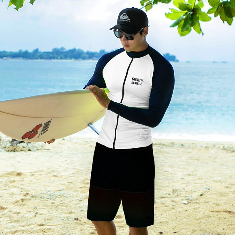 SAILBEE Mens UV Protect Surfing Rash Guard Long Sleeve Swimsuit