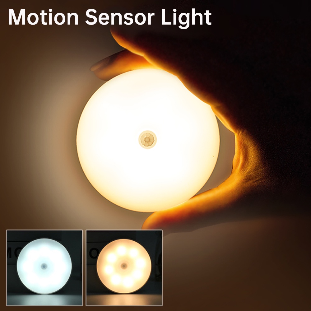 USB Wireless Sensor Round Night Light Charging LED Mini Light Stair ...