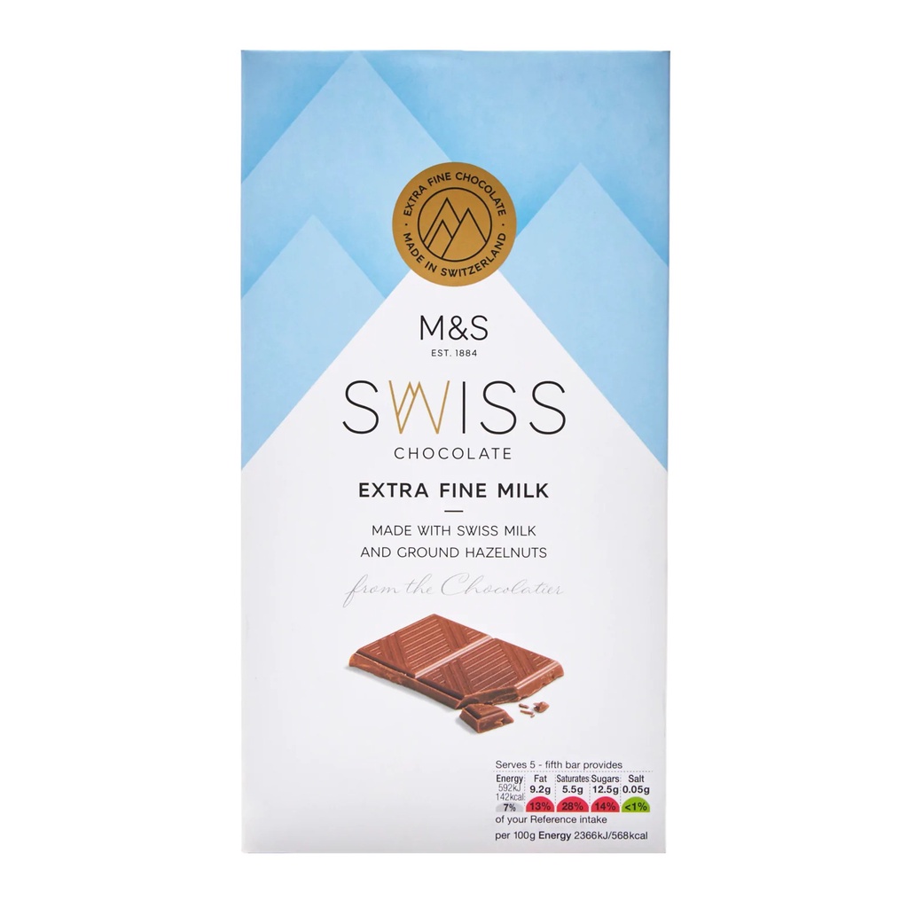 Marks & Spencer Swiss Chocolate Extra Fine Milk | Available in 50g and ...