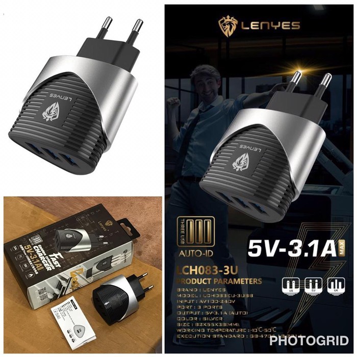 Shell Adapter Lenyes LCH-083 3.1A 3 USB | Shopee Philippines