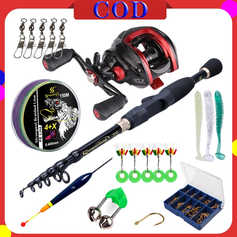 Sougayilang Fishing Set 1.8m-2.4m Casting Rod 18+1bb 7.2:1 Reel 150m ...