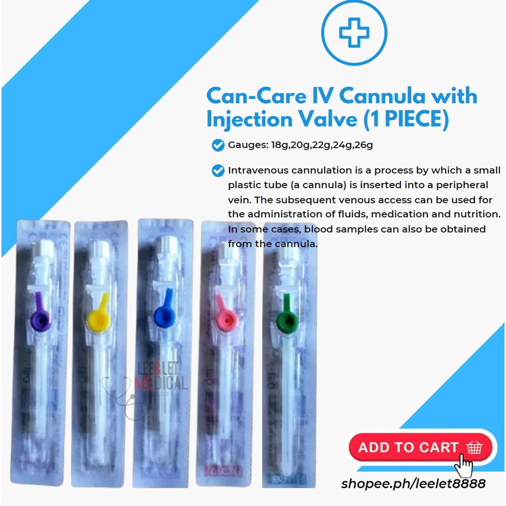 Can-Care IV Cannula with Injection Valve (1 PIECE) | Shopee Philippines