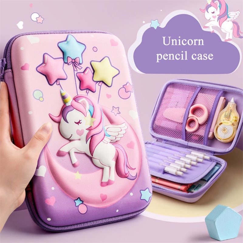 Kawaii 3D Unicorn Pencil Cases Large Size School Stationery Bag Children's  Eva Pencil Bag Girls Makeup Bag