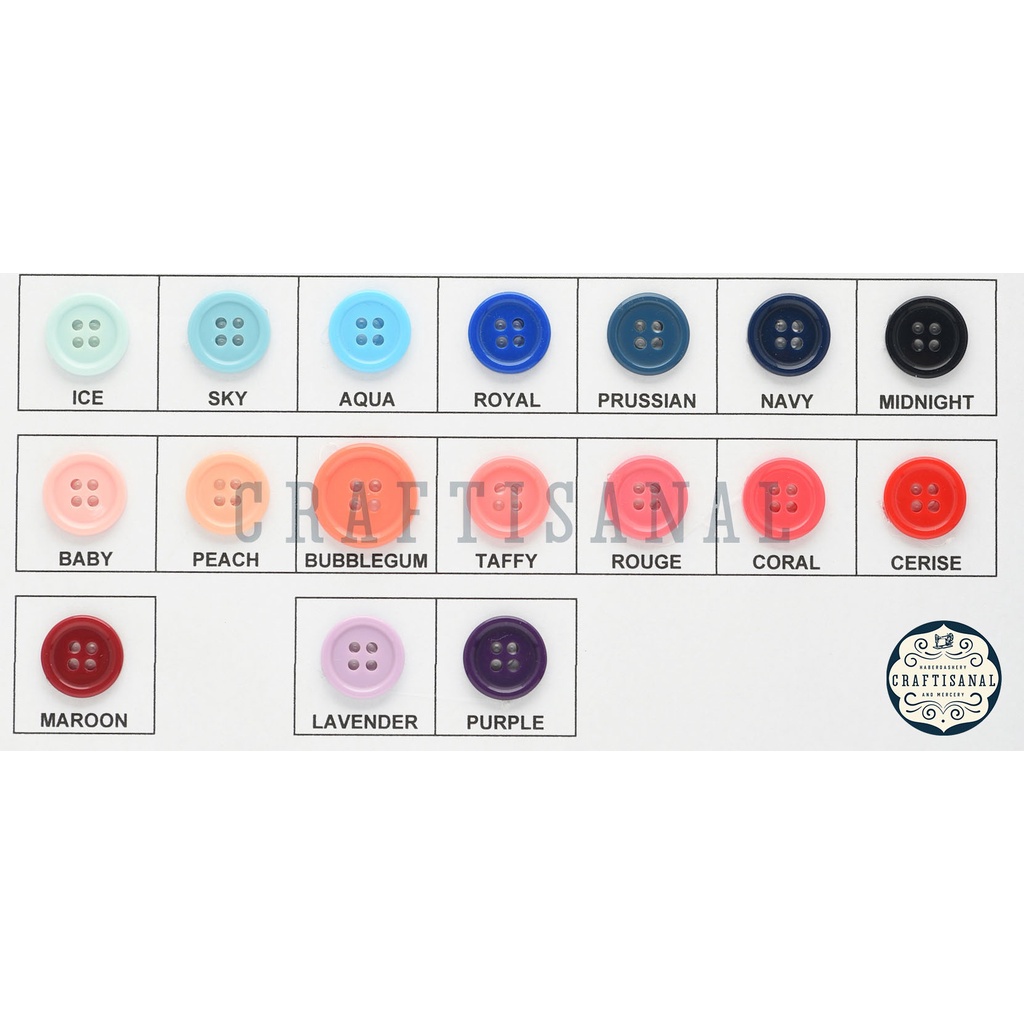 Ligne 30 or 19mm English Rim Buttons, 4-Hole, Blues, Pinks, Reds ...