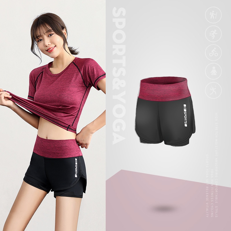 Men's Quick-drying Running Fitness Fake Two-piece Double-layer Five-point Sports Shorts