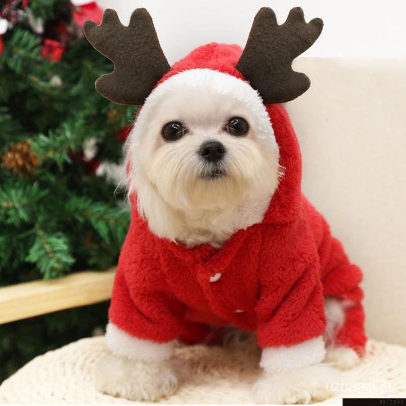 Pet Dog Cat Christmas Reindeer Cosplay Clothes Elk Costume Cute Cartoon ...