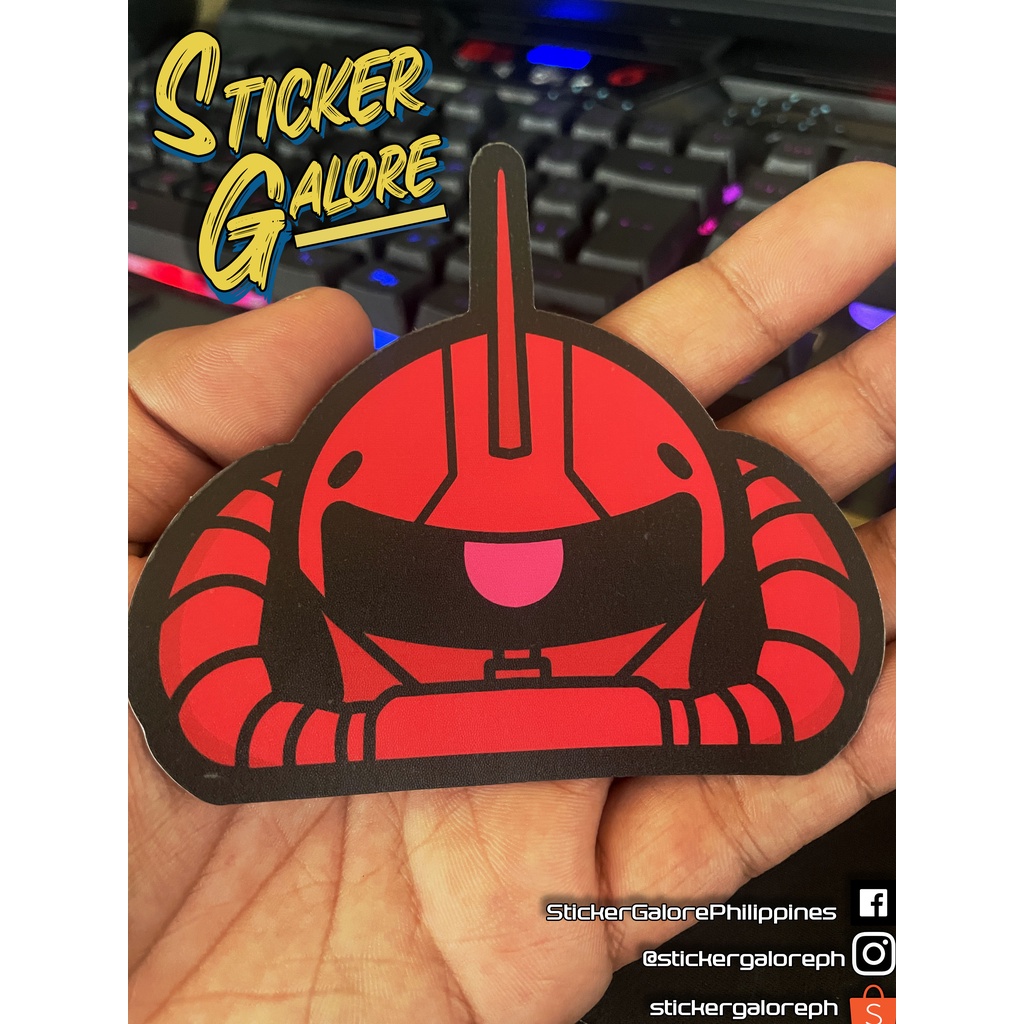 BIG SIZE GUNDAM RED ZAKU PEEKER STICKERS FOR AQUAFLASK Vinyl Laminated ...