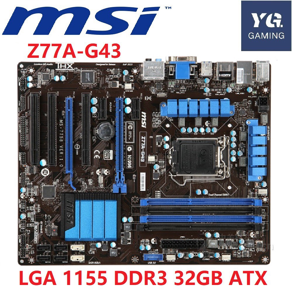 MSI Z77AG43 Desktop Motherboard z77 Socket LGA 1155 DDR3 32G ATX UEFI