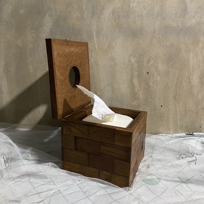 Real Teak Tissue Box Roll Pop-Up (Teaky Brick Pattern) | Shopee Philippines