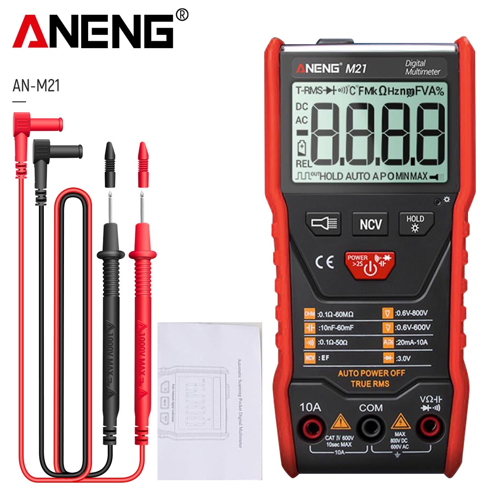 ANENG M21 Auto Digital Multimeter Backlight 6000 Counts AC/DC Portable ...