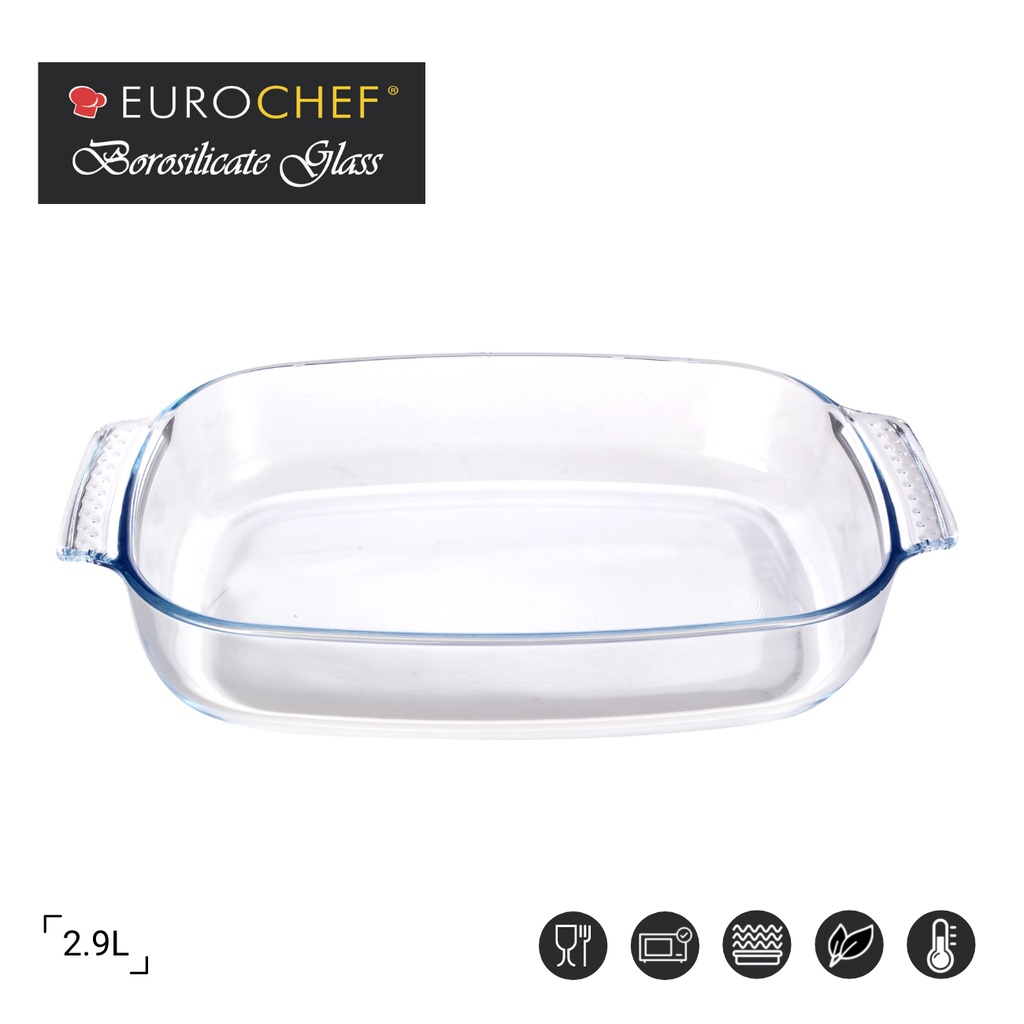 Eurochef BG004 Borosilicate Glass Rectangular Baking Tray 2.9L