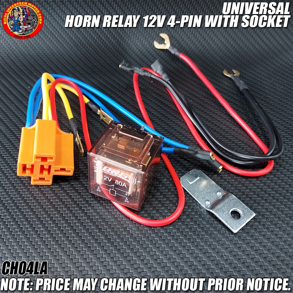 UNIVERSAL HORN RELAY 12V 4TERMINAL WITH SOCKET (CH04LA) Shopee