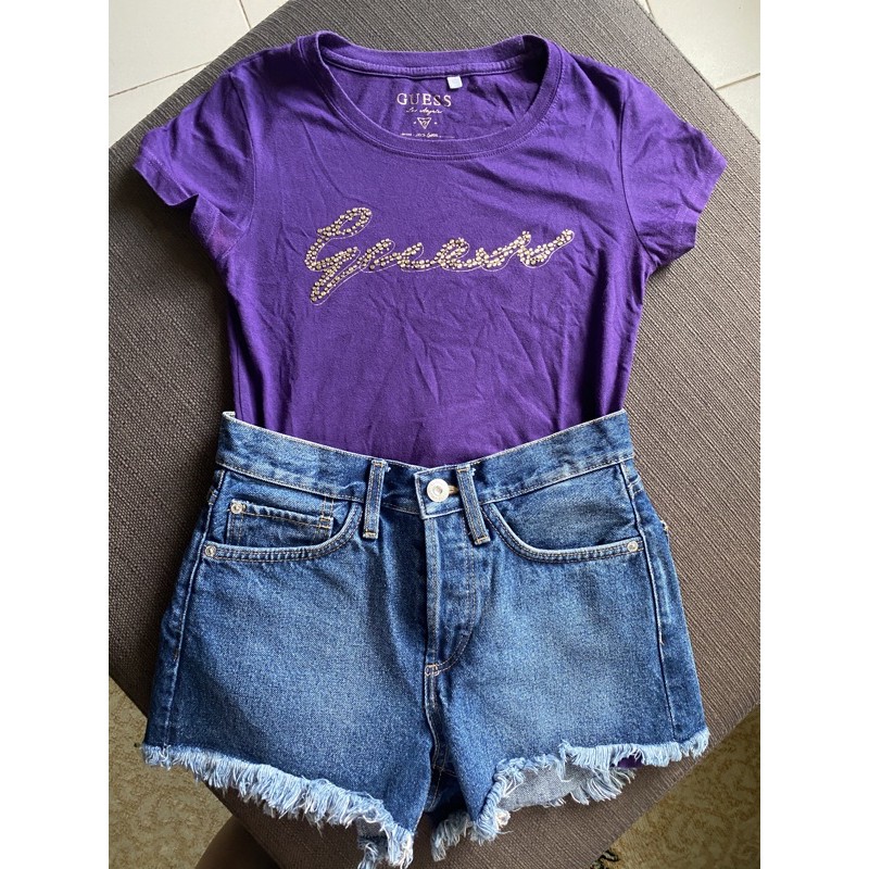 purple guess t shirt