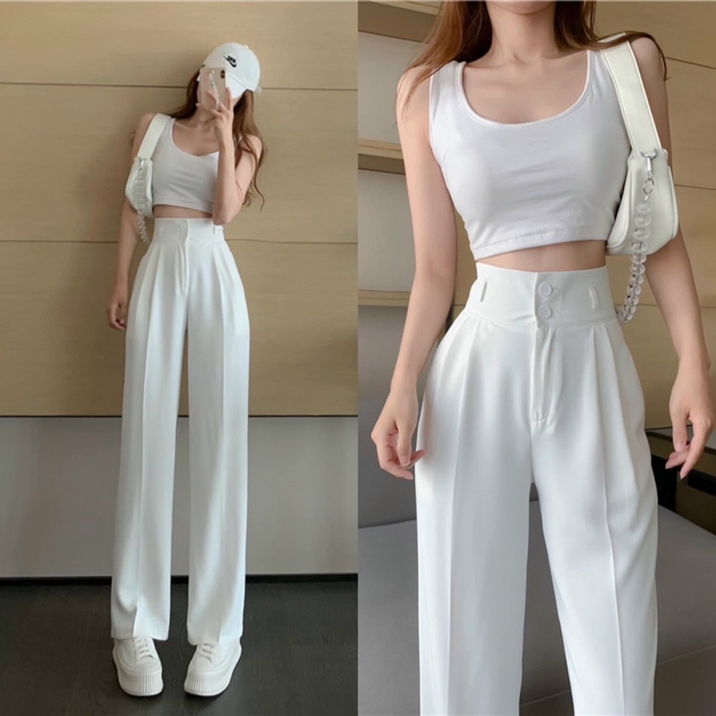 Slim Mopping Wide Leg Trousers Woman main image 1