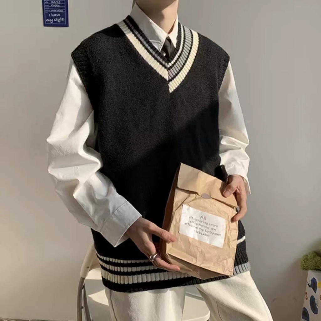 DS Korean V Collar Sweater Korean College Style Sweater Vest For Men ...