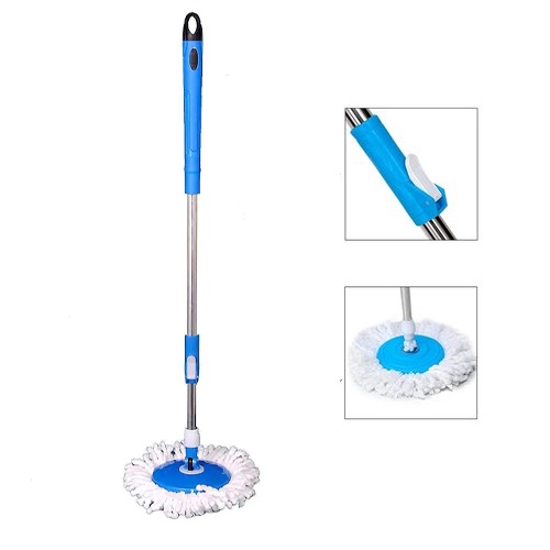 001New Stainless Steel Spinning Mop Head Pole Handle Cleaning Tool