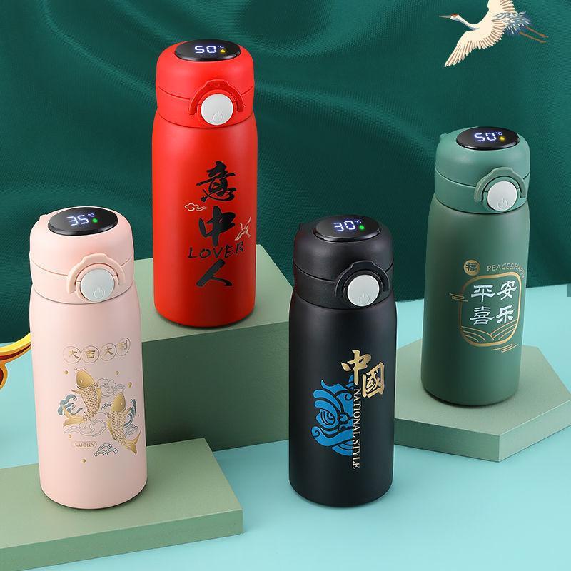 Thermos Cup Display Temperature Large Capacity With Straw Water Female ...