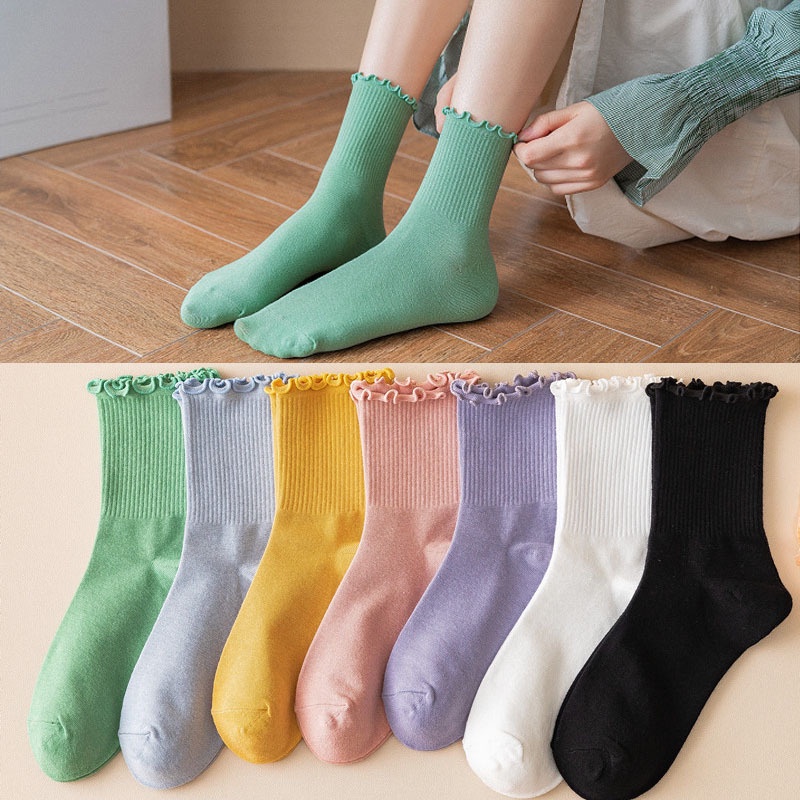 Fungus Side Socks Women's Middle Tube White Summer Thin Style ins ...