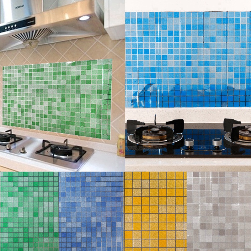 PVC Waterproof Self Adhesive Wallpaper Kitchen Oil-proof Bathroom ...