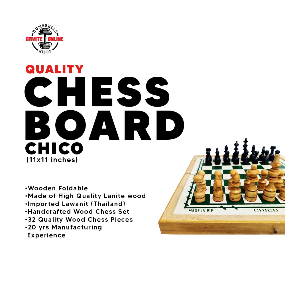 Chess Board Set Chico Size 11 x 11 Inch Wooden Foldable Imported Lawanit  Best Quality Best for Kids