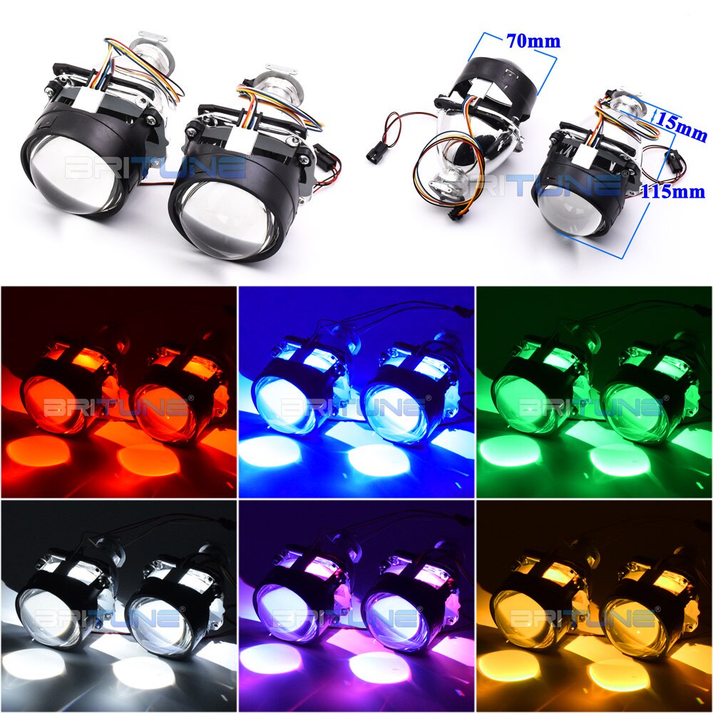 LED Bluetooth Devil Eye APP RGB H7 H4 LED Projector Angel Eye Halo Ring ...