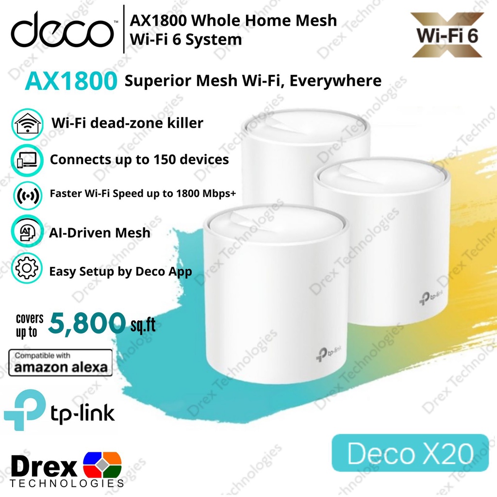 TP-LINK AX1800 DECO X20 3-Pack Whole Home Mesh Wi-Fi 6 System | Shopee ...