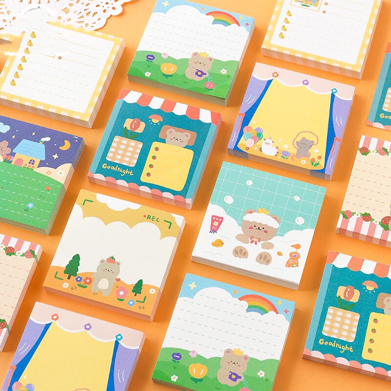 4 Pieces Creative Cartoon Character Note Pad Cute Sticky Note Memo Pad ...