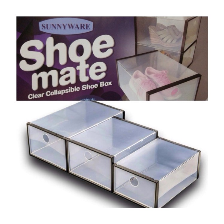 Shoebox Sunnyware Shoemate Clear Collapsible Shoe Box Shoe Mate Shopee Philippines